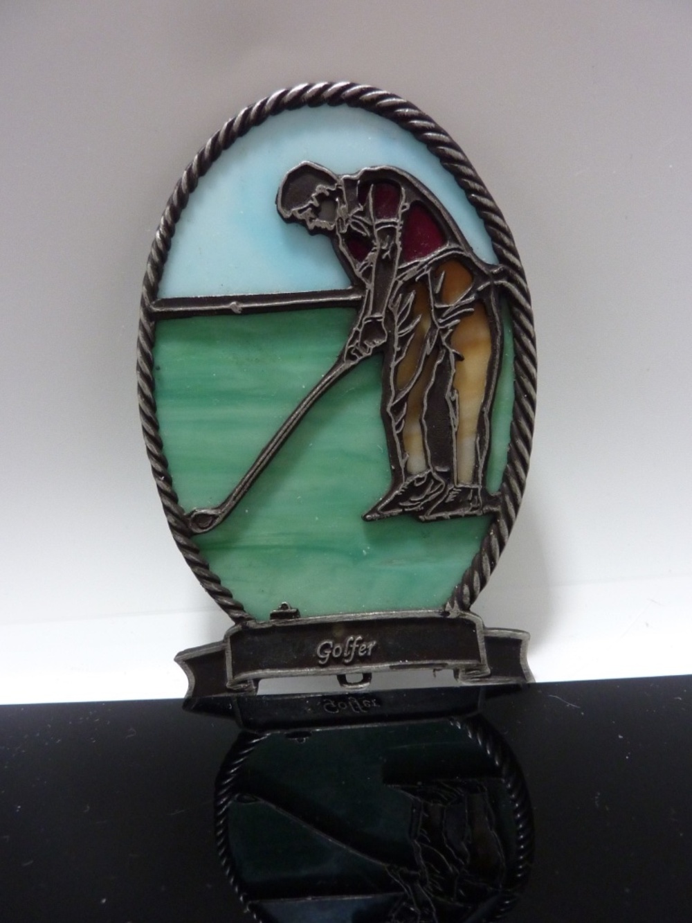Forma Vitrum Stained Glass GOLFER Suncatcher VINTAGE